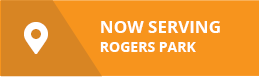 Now serving Rogers Park button